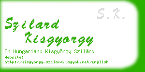 szilard kisgyorgy business card