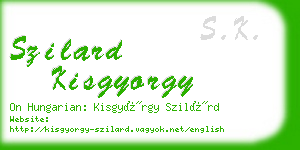 szilard kisgyorgy business card